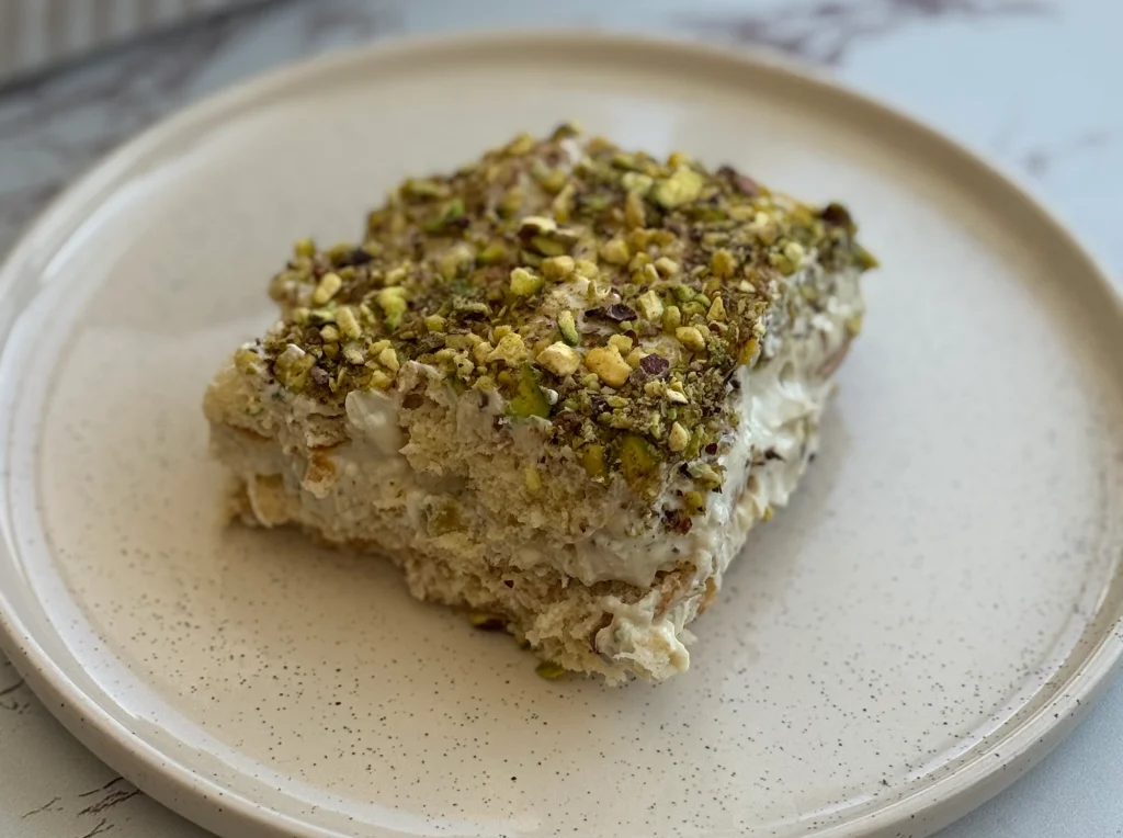 Tiramisú de pistachos de Frutos Secos Reyes